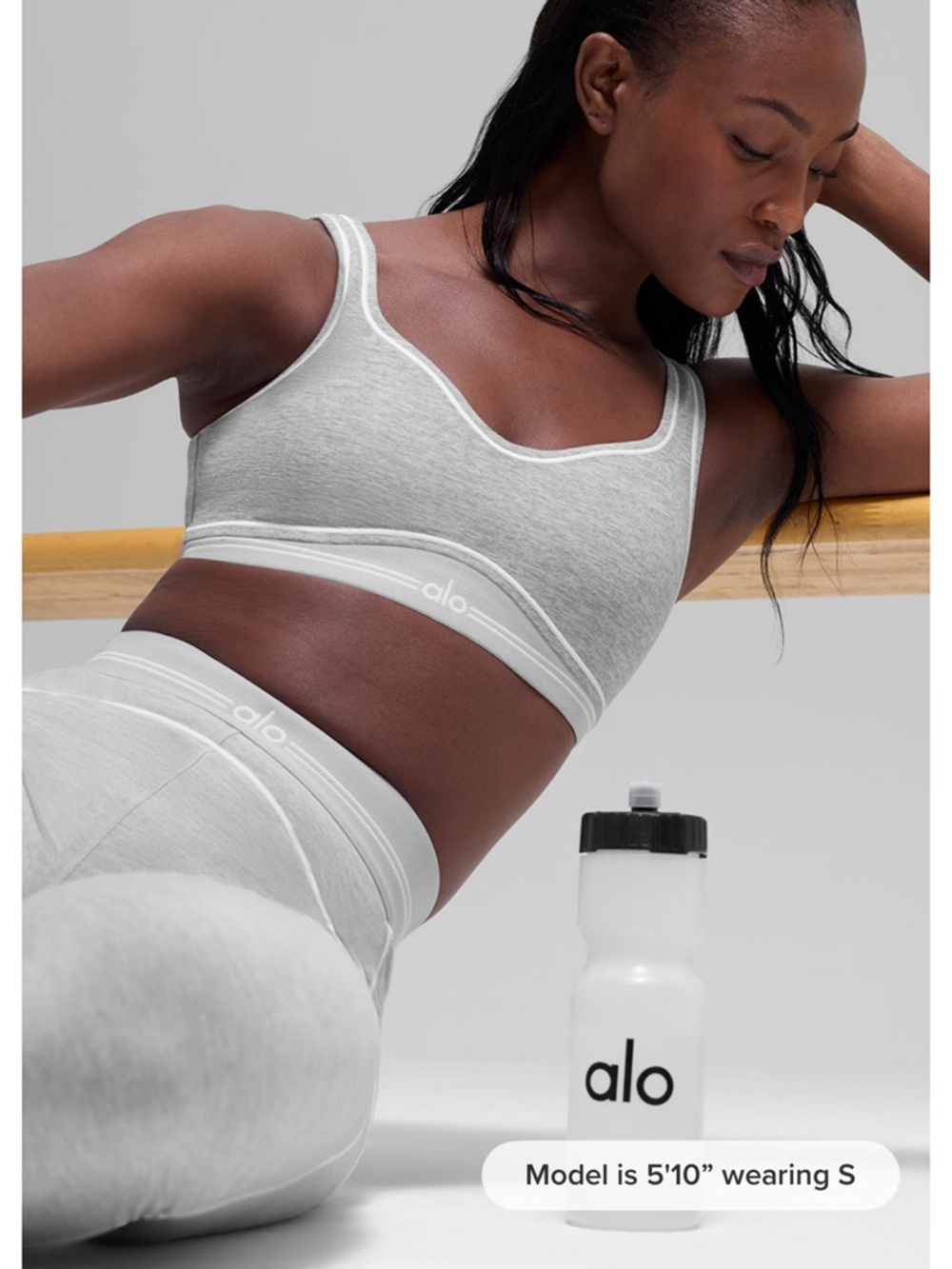 Alo Yoga Alosoft Heart Throb Bra Heather White